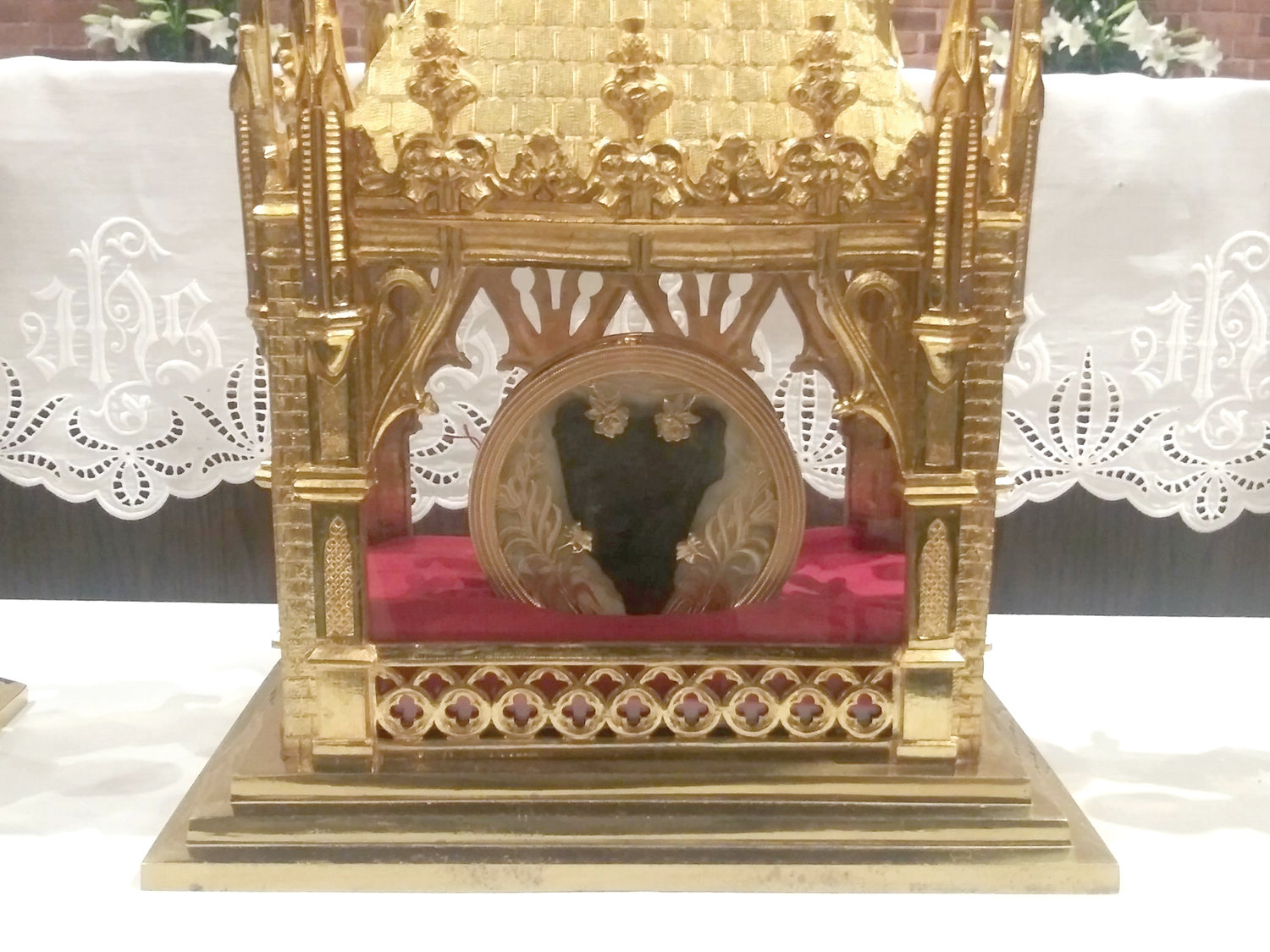 The incorrupt heart of St. John Vianney in the chapel of the Seminary of Our Lady of Providence in Providence on April 22.